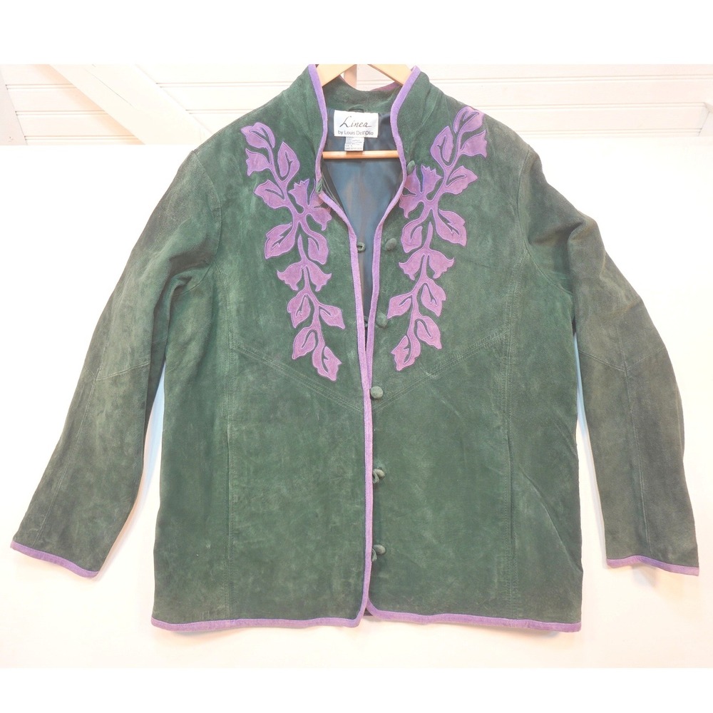 Women's Vintage Suede Jacket Linea by Louis Dell'Olio Dark Green Purple Blazer